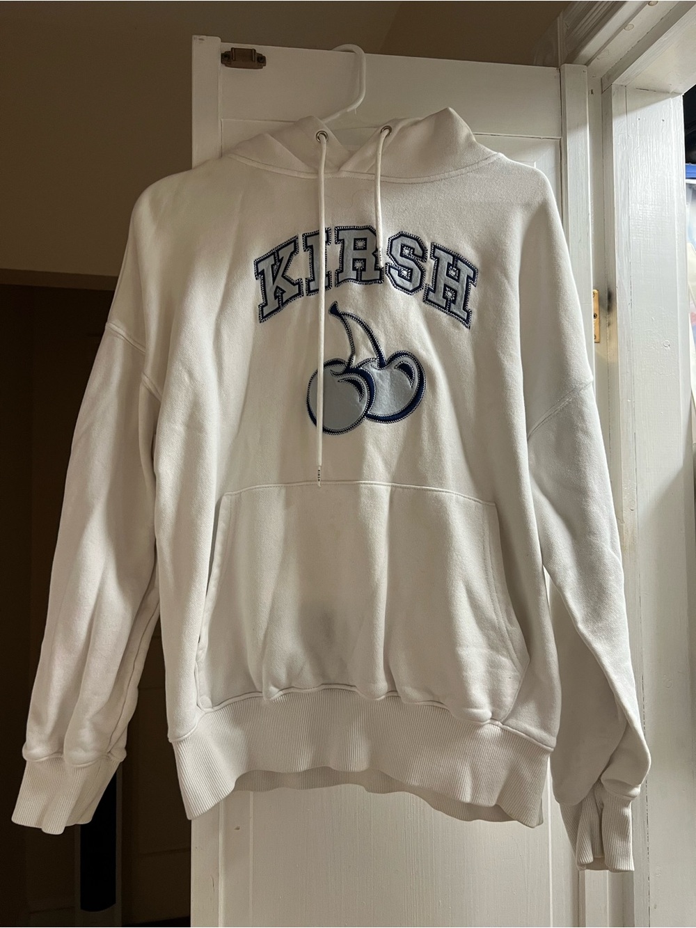 White Logo Hoodie - Women's Pullover Sweatshirt